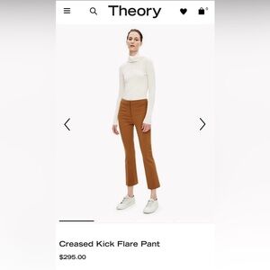 Theory Women’s Creased Kick Flare Twill Pant Business Casual Vicuña Brown Size 2
